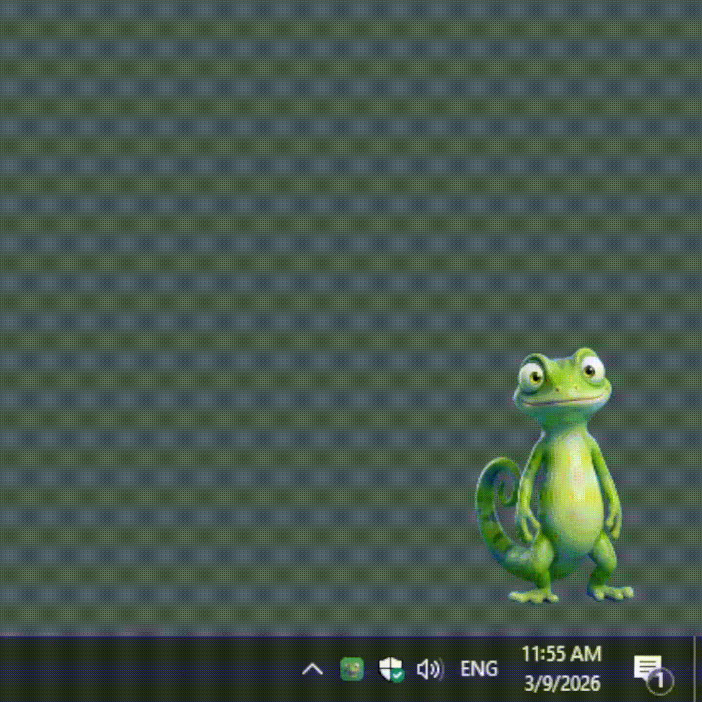 Skales Desktop Buddy demo - click the gecko to execute tasks
